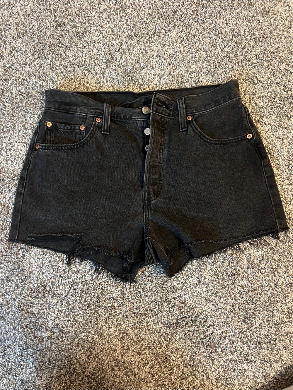 Levi's Black High-Rise Denim Cutoff Shorts